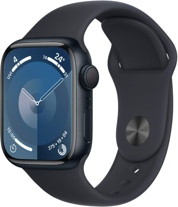 Apple Watch Series 9 (41mm) GPS Smartwatch Aluminium mit Sportarmband M/L mitternacht/mitternacht