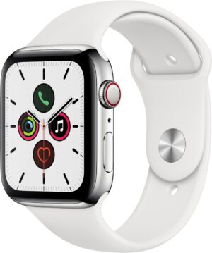 Apple Watch Series 5 (44mm) GPS+4G mit Sportarmband edelstahl/weiß