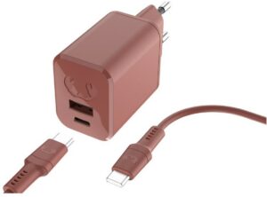 Fresh ´n Rebel USB-A+C Mini Charger PD (45W) inkl. USB-C Kabel (2m) safari red