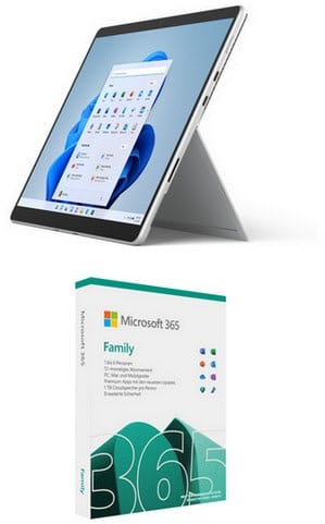 Microsoft Surface Pro 8 (i5/256GB) Tablet platin inkl. 365 Family FPP