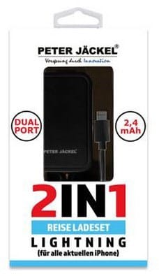 Peter Jäckel USB Travel Charger 2in1 Dual Port Lightning schwarz