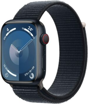 Apple Watch Series 9 (45mm) GPS+4G Smartwatch Aluminium mit Sport Loop mitternacht/mitternacht