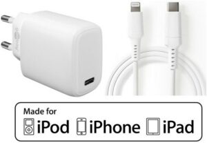 Hapena iPhone/iPod Schnellladeset mit MFI Lightning Kabel weiß